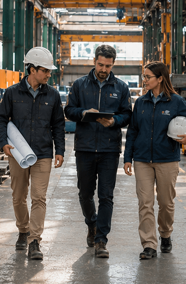 Equipo de trabajo en fábrica